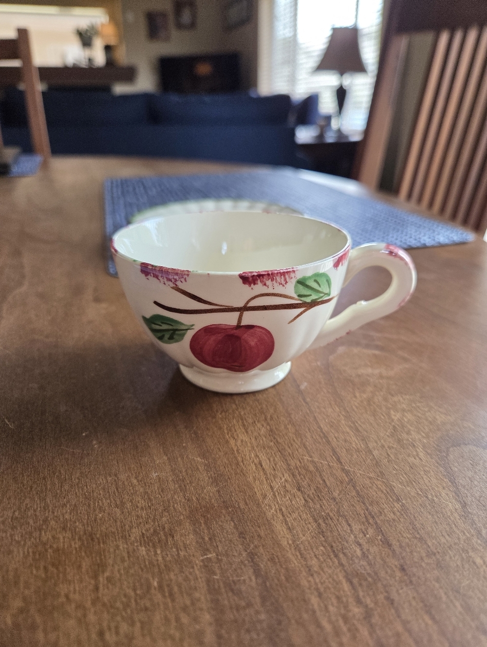 Blue Ridge Southern Pottery  Footed Teacup Handpainted Apple